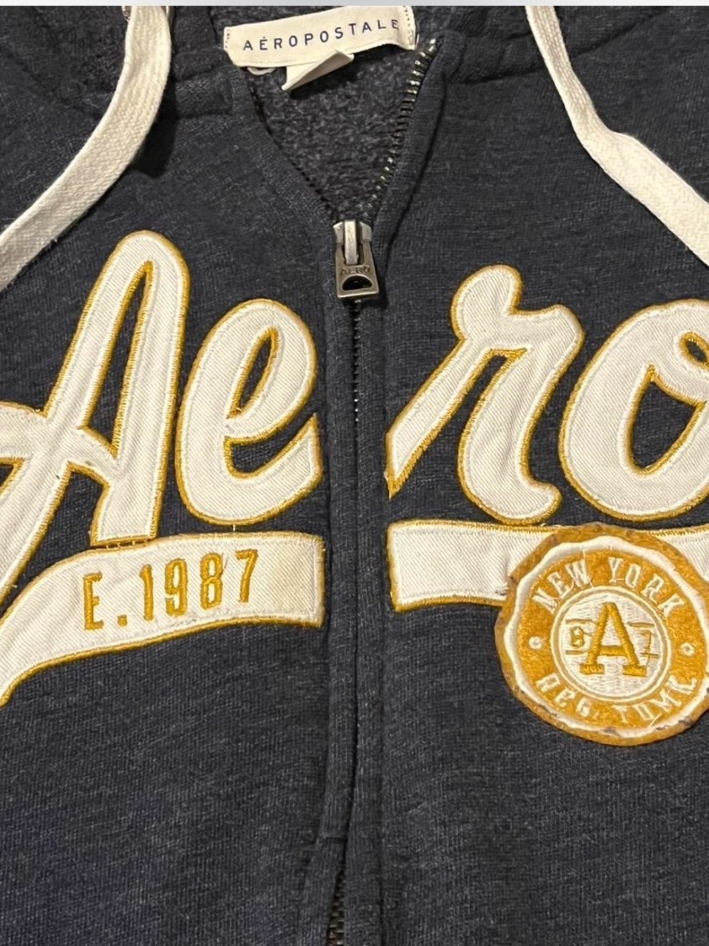 Aero Navy Zip-Up Hoodie with Hood - Picture 2 of 3
